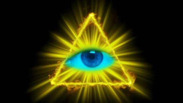 Celestial radiant delta with supreme Eye of Providence in it's center. Occult symbol of alchemy shrouded in mystery, sign of magic power shining light of religious knowledge