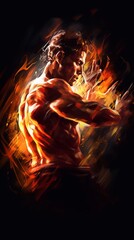 Fototapeta premium Jiu Jitsu Fighter in an Anime/Manga Style Ready to Strike