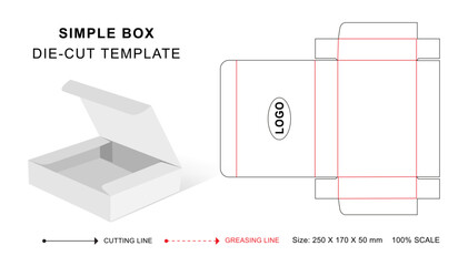 Simple box die cut template - obrazy, fototapety, plakaty