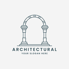 pillar logo line art logo vector template illustration design