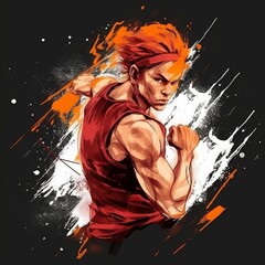 Jiu Jitsu Fighter in an Anime/Manga Style Ready to Strike