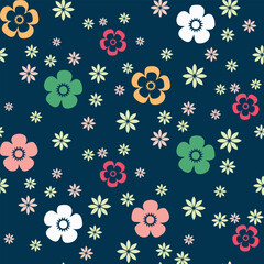 Modern simple geometric vector seamless pattern with multi colour flowers pattern texture dark background design.textiles,tiles,mosaic,creative multi dark Textile style Provence geometrical design.