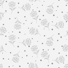 Seamless creative Simple flower pattern vector design.Gray theme flower dot pattern texture white background design.textiles,tiles,mosaic,creative gray Textile style Provence geometrical pattern.