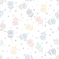 Seamless creative Simple flower pattern vector design.multicolour flower dot pattern texture white background design.textiles,tiles,mosaic,creative Textile style Provence geometrical pattern.