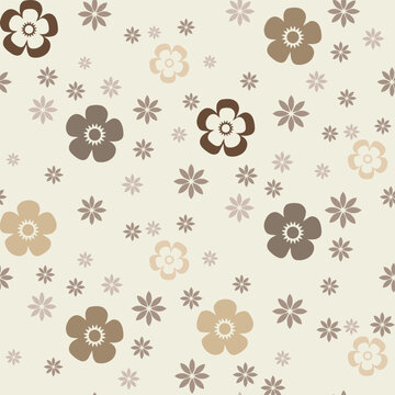 Modern simple geometric vector seamless pattern with brown colour theme flowers pattern texture beige background design.textiles,tiles,mosaic,creative brown Textile style Provence geometrical design.