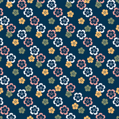 Fototapeta na wymiar Seamless creative Simple flower pattern vector design.simple cross light flowers with dark blue background geometrical pattern.textiles,tiles,mosaic,creative Textile cross pattern design.