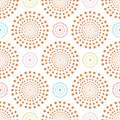 seamless dotted circle element background of raster retro version. Circles,dots,square polar pattern vector.colorful mandala geometric allover print for wallpaper, textile, fabric,white background.