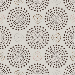 seamless dotted circle element background of raster retro version. Circles,dots,square polar pattern vector.Brown theme mandala geometric allover print for wallpaper, textile, fabric,Gray background.