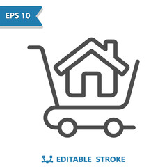 Obraz premium Real Estate Icon. House, Home, Shopping Cart, Buy, Buying