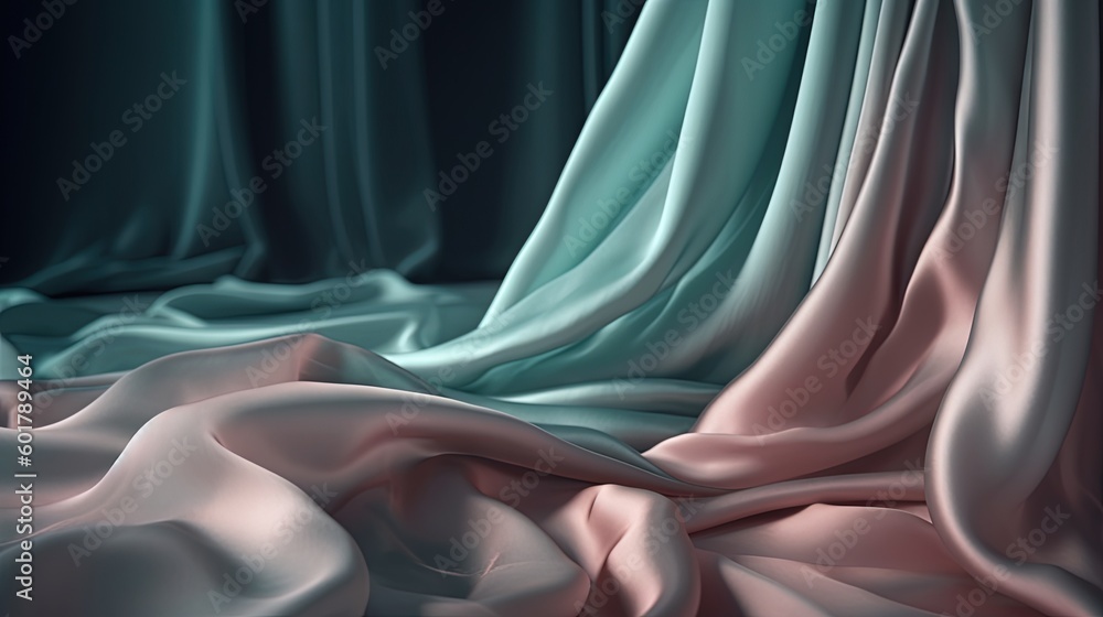 Aufkleber an abstract image of a silk fabric with a black background. generative ai