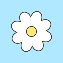 Daisy flower simple element icon illustraton white blue