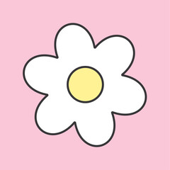 Daisy flower simple element icon illustraton pink