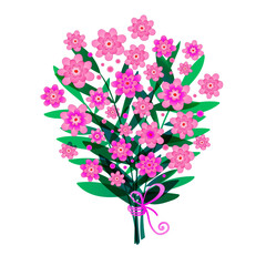 Bouquet of cute decorative flowers. Vector floral illustration. Greeting card. 