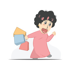 Funny mom after shopping alone