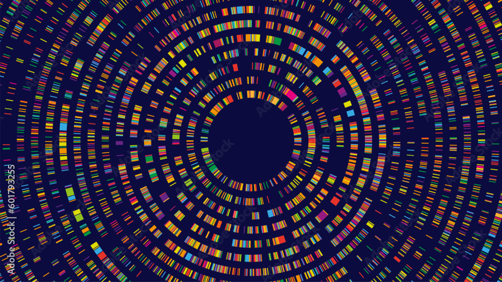 Wall mural dna test infographic. genome sequence map, radial two-dimensional barcoding and abstract big data st