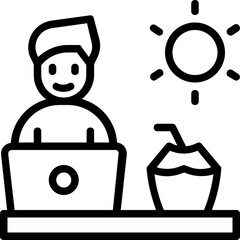 summer remote working line icon