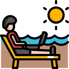 beach remote working Color line icon
