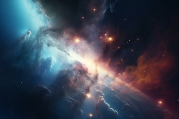Obraz na płótnie Canvas Colorful nebula and starfield in space rendered in 3D from NASA's elements. Generative AI