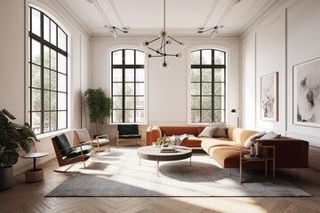 Fototapeta na wymiar Spacious Empty Living Room with White Walls and Natural Light generative AI