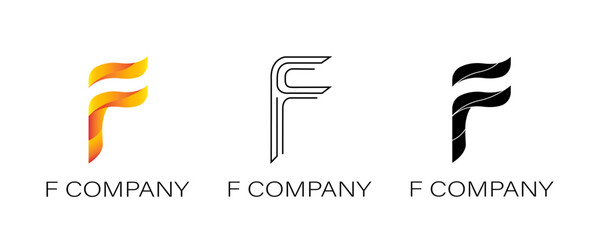 F logo collection for company . F lines logo . F gradient logo .