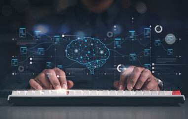 neural, technology, processor, network, link, system, intelligence, innovation, ai, process. typing...