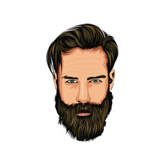 Beard Man vector Portrait Illustration