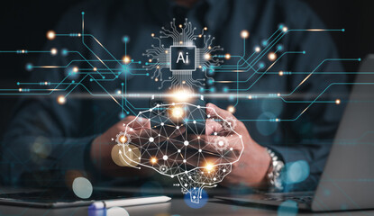 ai, technology, neural, processor, network, artificial intelligence, innovation, innovative, unit, system. at hands neural network artificial intelligence link to chip processor. innovative innovation