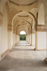 Fototapeta na wymiar Archways in one of the Tomb structure at Qutb Shahi Archaeological Park, Hyderabad, India