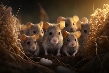 flock of field mice. Generative AI