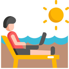 beach remote working flat icon