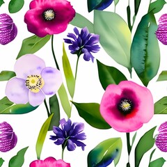 Watercolor flowers abstract print