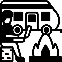 camping remote working glyph icon