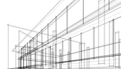 Obraz premium Architecture building 3d drawing vector illustration