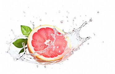 AI generative. Slice of grapefruit in water splash