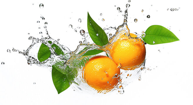 AI generative. Orange fruits and splashing water