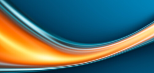 Blue and orange background with color gradient wave design, abstract curve, grainy texture, dynamic banner