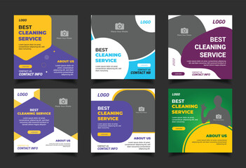 Home Cleaning Service sale social media post design template, square web banner, Instagram post banner, cover design