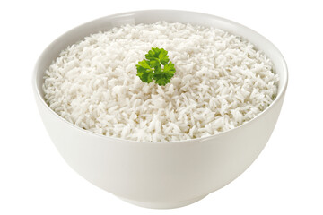 tigela de porcelana com arroz branco cozido isolado em fundo transparente - arroz branco brasileiro