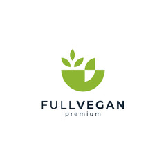 vegetables and bowl for salad or vegan logo design