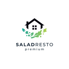 home and vegetables for vegan restaurant and home made logo design