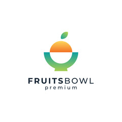 orange and bowl for fruit market logo design