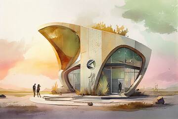 Fantasy futuristic architecture, ai illustration