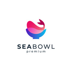fish and bowl logo for seafood  and restaurant logo design	