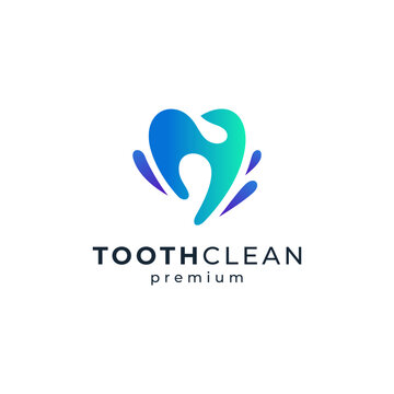 water splash and tooth for dental care or toothpaste and toothbrush logo design