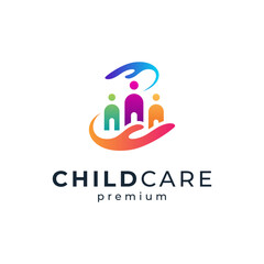 Orphanage logo design with children and hand