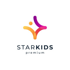 Orphanage logo design with children reaching for stars
