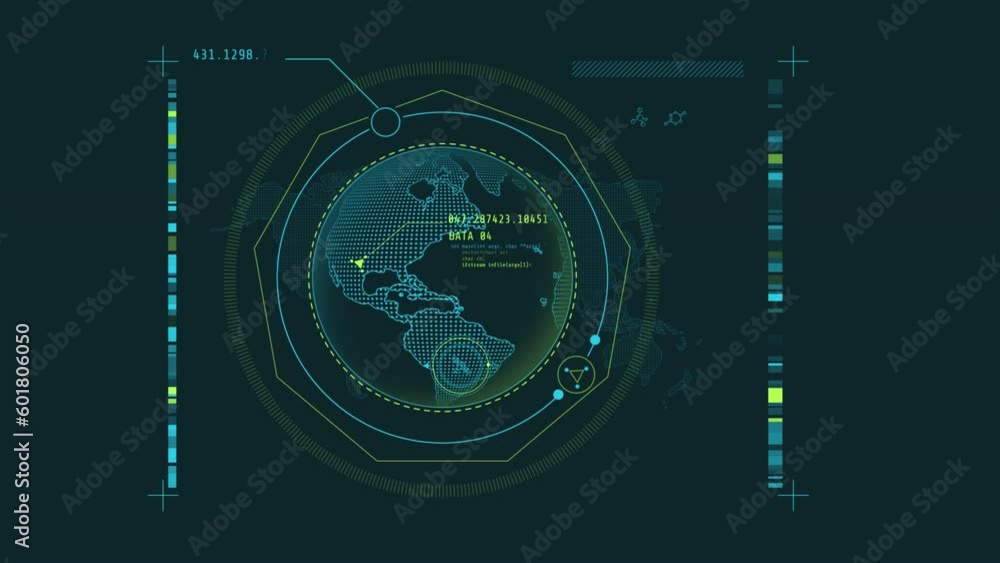 Poster hud element - planet earth with data infographics.