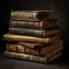 Naklejka premium Stack of Old Books with Distinguished Look