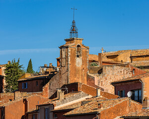 The bell tower in Roussillon, Vaucluse region, Provence, France