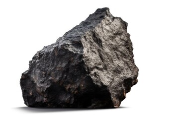 Chunk of basalt rock, a dark volcanic igneous rock formed from cooled lava, isolated on a white background, generative ai